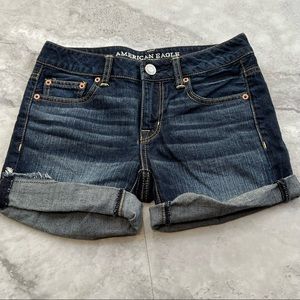 American Eagle Size 00 Blue‎ Denim Jean Cut off Roll Up Shorts